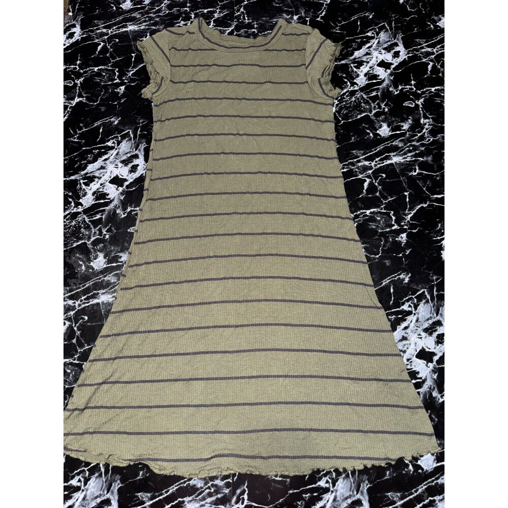 Olive Green Ribbed Dress